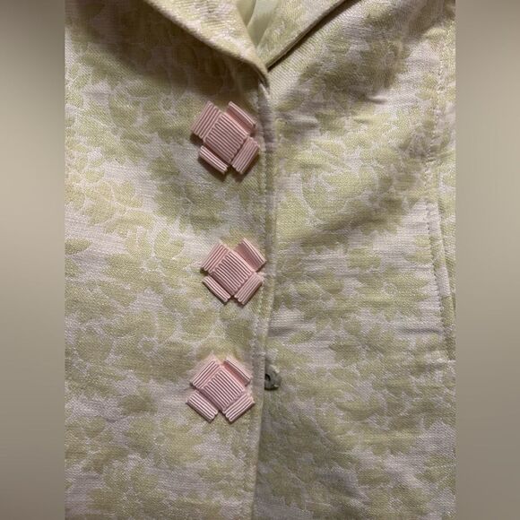 Isabel & Nina lime Green & Ivory Brocade Jacket floral blazer Womens 14 preppy - Picture 4 of 16